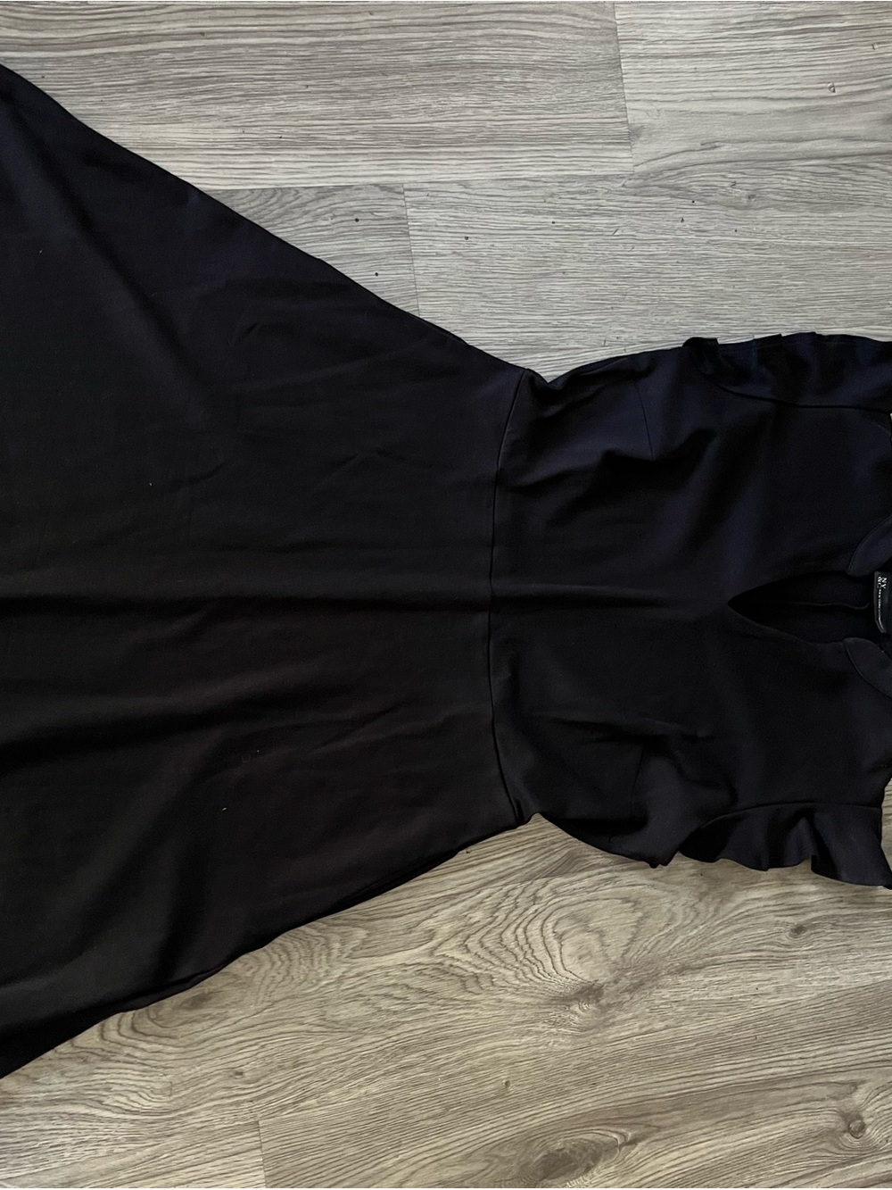 New York & Company Black Midi Dress with Ruffle Sleeves